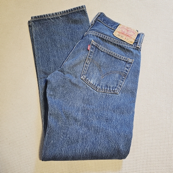Levis | 501XX Mens Dark Wash 100% Cotton Denim Straight Leg Jeans Size 30 - Picture 4 of 10